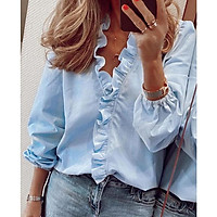 Ruffle Shirt Women's 2020 Spring Summer Fashion New Style European And American Long-Sleeved Temperament Tops