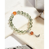Vòng tay phong thuỷ đá thạch anh tóc xanh mix tóc nâu ánh trăng treo charm bạc 925 Cami.J