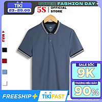 Áo Thun Nam Polo Ngắn Tay 5S (APC21015) Chất Liêu 100% Coolmax Phối Viền Năng Động, Trẻ Trung, Nam Tính
