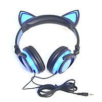 Tai Nghe Hình Mèo Kèm Đèn LED Có Thể Gập Lại Đầu Sạc USB Cho Máy Tính Bảng/ Máy Tính/ Điện Thoại