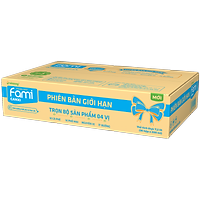Thùng Sữa đậu nành Fami Canxi mix 4 vị Nguyên Chất, Ít Đường, Phô Mai, Cà Phê (200ml x 36 Hộp)