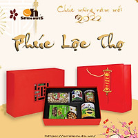 Quà Tết Smile Nuts - Phúc Lộc Thọ 02 (Gồm: Hạt Macca Úc 454g, Nho Vàng Chile 425g, Nho Mix Chile 250g, Hạt Dẻ Cười Mỹ 500g, Hạnh Nhân Mỹ Tách Vỏ 265g)