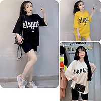 Áo thun nữ, áo nữ dấu quần chất cotton thái from rộng hoạ tiết chữ 3 màu đủ size S M L A-14