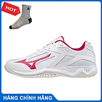 Giày cầu lông MIZUNO THUNDER BLADE 3 V1GA217065 cho cả nam và nữ mẫu mới phiên bản màu trắng đỏ-tặng tất thể thao bendu