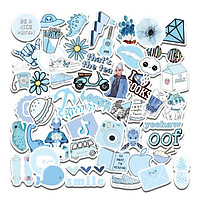 Sticker Màu Xanh Pastel Blue Ngẫu Nhiên Chất Lượng Cao Chống Nước Trang Trí Nón Bảo Hiểm Vali Đàn Xe Máy Xe Đạp