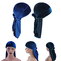 2PCS Unisex Velvet Bandana Hat Long Tail Muslim Headwrap Beanie Chemo Hat