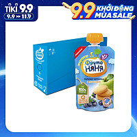 Thùng 12 Gói Trái cây nghiền vị táo, việt quất và bánh quy Fruto Nyanya 90g