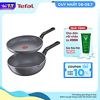 Combo Chảo chiên Tefal Natura B2260295 20cm & Chảo chiên sâu lòng Tefal Natura B2266495 24cm - Dùng được trên bếp gas/ bếp hồng ngoại - Công nghệ báo nhiệt thông minh - Hàng chính hãng