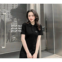 ĐẦM ĐEN CỔ POLO CHỮ
