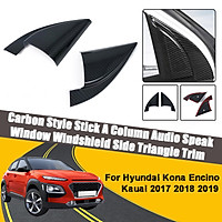 Carbon Fibre Stick A Column Audio Speak Window Windshield Side Triangle Trim For Hyundai Kona Encino Kauai 2017 2018
