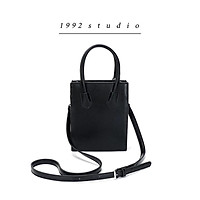 Túi xách nữ 1992 s t u d i o/ KAREN BAG/ màu đen quai xách da vân nổi sành điệu có dây đeo chéo
