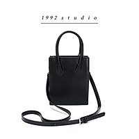 Túi xách nữ 1992 s t u d i o/ KAREN BAG/ màu đen quai xách da vân nổi sành điệu có dây đeo chéo