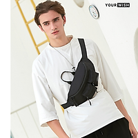 Túi Bao Tử Nam Đeo Chéo Ngực Bụng Hông Vai Thời Trang Cao Cấp Yourwish TD303 Phong Cách Basic Vải Đen Dày Chống Xước Chống Nhăn Nhiều Ngăn Đựng Đồ