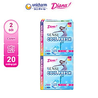 Combo 2 Băng Vệ Sinh Diana Sensi Cool Fresh Siêu Mỏng Cánh 20 Miếng/Gói