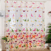 2pcs Butterflies Pattern Window Curtain Screen Washable Drapes 180cm*210cm