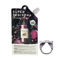 Sữa rửa mặt thải độc rau củ Wonder Bath Super Vegitoks Cleanser Dạng Gói 30ml (MàuTím) + Tặng Kèm 1 Băng Đô Tai Mèo (màu ngẫu nhiên)
