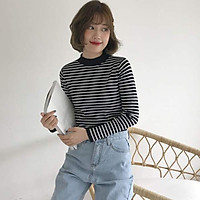 Áo Thun Sọc Mỏng Giản Dị Mùa Thu Đông