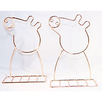 Giá Chặn Sách Kim Loại Để Bàn Hình Heo Peppa - Màu Đồng (Bộ 2 Cái)