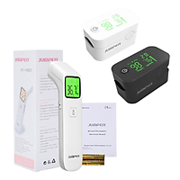 Combo máy đo nồng độ oxy máu SpO2, PR, PI Jumper JPD-500G và Nhiệt kế hồng ngoại không tiếp xúc Jumper FR203 (FDA Hoa Kỳ + xuất USA)