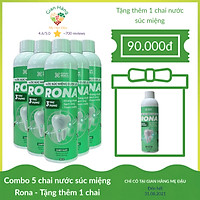 Combo 6 Chai Nước súc miệng dược liệu Rona ( Mua 6 tính tiền 5) CoCayHoaLa - Khử mùi - Sạch bay hôi miệng - Chặn ngay nhiệt miệng - Mẹ bầu và trẻ nhỏ dùng được, chai 150ml - Hàng chính hãng