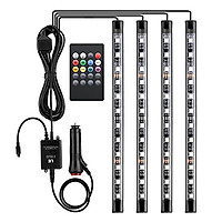 Dải Đèn Led Trang Trí Nội Thất Xe Hơi, 4 Dải Đèn Led 7 Màu Trang Trí Gầm Xe Ô Tô Tùy Chỉnh Bằng Điều Khiển, Băng Keo Siêu Dính, Dây Điện Dài