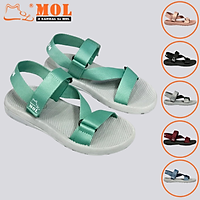 Giày sandal unisex nam nữ quai chéo vải dù đế mõng Slim có quai hậu cố định hiệu MOL mang đi học du lịch MS1166XD