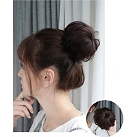 Tóc giả búi tỏi cao cấp, chất tóc tơ cao cấp mềm mịn, giống tóc thật 100%