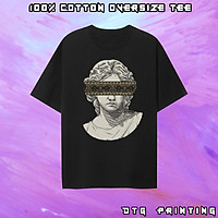 Áo Phông Tay Lỡ Che Mắt Tượng Censored Phong Cách Âu Mỹ Form Rộng Unisex 100% Cotton