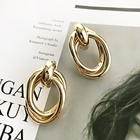 Bông Tai- Khuyên Tai Nữ Hợp Kim Hình Tròn Xích Sắt Sang Trọng/B&m Basic/BTHK0035