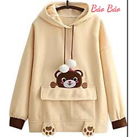 Áo hoodie nỉ nam nữ hình chú gấu teedy có túi trước, chất nỉ mềm nhẹ, không xù