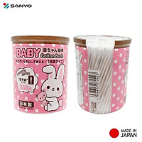 Combo 02 Hộp tăm bông ngoáy tai in hoạt hình ngộ nghĩnh cho bé Sanyo - Made in Japan