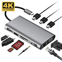 Type-c Docking Station to HDMI VGA RJ45 PD USB 3.0 10-in-1 Multi-function Hub