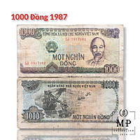 Tờ 1000 đồng 1987 khai thác than ở Quảng Ninh, tiền xưa lưu hành trong thời gian rất ngắn, tặng kèm túi nilon bảo quản