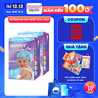 COMBO 2 Tã/ bỉm DÁN Nannys S/M/L/XL/XXL 50 miếng (Cho bé 2-25kg)