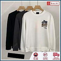 Áo nỉ sweater unisex, áo nam tay dài cổ tròn dáng rộng mềm mịn in Xe Máy mã SW60.2