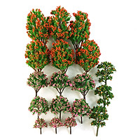 18pcs Mixed Colorful Model Trees of Different Sizes Accessories Miniature Landscape Scenery Train Model Trees