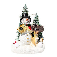 Resin Christmas Sculpture Decoration with Warm LED Light Santa Claus Snowman Reindeer Figurine Decoration Lighted Statue