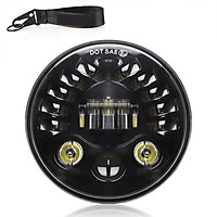 12V Motorcycle Headlight Round LED Driving Lamp Head Lamp, 5 Lighting Modes, Replacement for 5.75 inches, Retro Turn