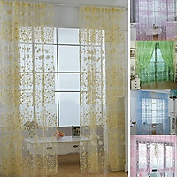 100x200cm Floral Sheer Curtain Tulle Drape for Bedroom Living Room Balcony Window Decoration
