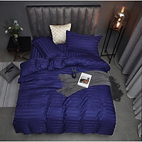 Bộ 5 món vỏ chăn drap gối cotton lụa 3F sọc 3 phân cao cấp A - dành cho khách sạn, homestay, nhà nghỉ ( hàng loại 1) + tặng kèm 1 túi thơm thảo dược