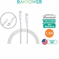 Dây Cáp Sạc RAVPower Lightning Cho iPhone, iPad Chuẩn MFI Type C To Lightning - RP-CB1004 Dài 1,2m - Hàng Chính Hãng