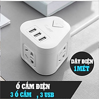 Ổ cắm điện đa năng có 3 cổng USB,3 phích cắm cao cấp - R3