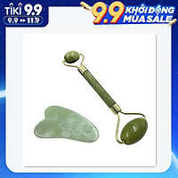 Set Đá Nạo & Cây Lăn Mặt 2 Đầu Massage Mặt Chống Lão Hóa Kèm Hộp Đựng Tiện Lợi