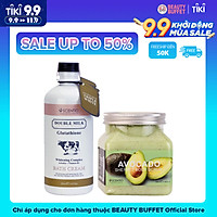 Combo Sữa Tắm Trắng Da Double Milk Và Tẩy Tế Bào Chết Body Làm Sáng Mịn Da Scentio Avocado 350ml