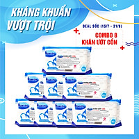 Combo thùng 8 gói Khăn ướt cồn kháng khuẩn cao cấp iHomeda ( 80 Miếng/ Gói) - Combo 8 of iHomeda premium anti-bacteria alcohol wipes ( 80 sheets per packpage)