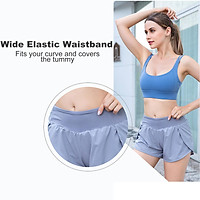 Women 2 in 1 Running Shorts Quick-Dry Sport Active Workout Gym Yoga Shorts with Pocket