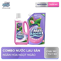Combo Nước lau sàn Maxkleen Chai + Túi hương Ngàn hoa ngọt ngào 1kg