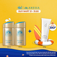 Bộ đôi 2 Kem chống nắng dạng sữa dưỡng da bảo vệ hoàn hảo Anessa Perfect UV Sunscreen Skincare Milk SPF 50+ PA++++ 60ml