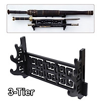3-Tier Wall Mount Bracket Black for Katana Sword Display Stand Home Decor Rack