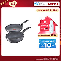 Combo Chảo chiên Tefal Natura B2260295 20cm & Chảo chiên sâu lòng Tefal Natura B2266495 24cm - Dùng được trên bếp gas/ bếp hồng ngoại - Công nghệ báo nhiệt thông minh - Hàng chính hãng